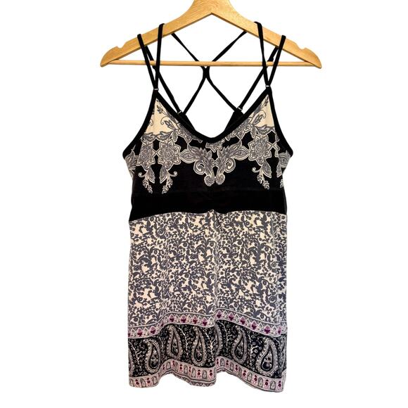 Athleta Tank Top Womens Large Gray Strappy Sleeveless Cotton Yoga Activewear - Picture 1 of 8
